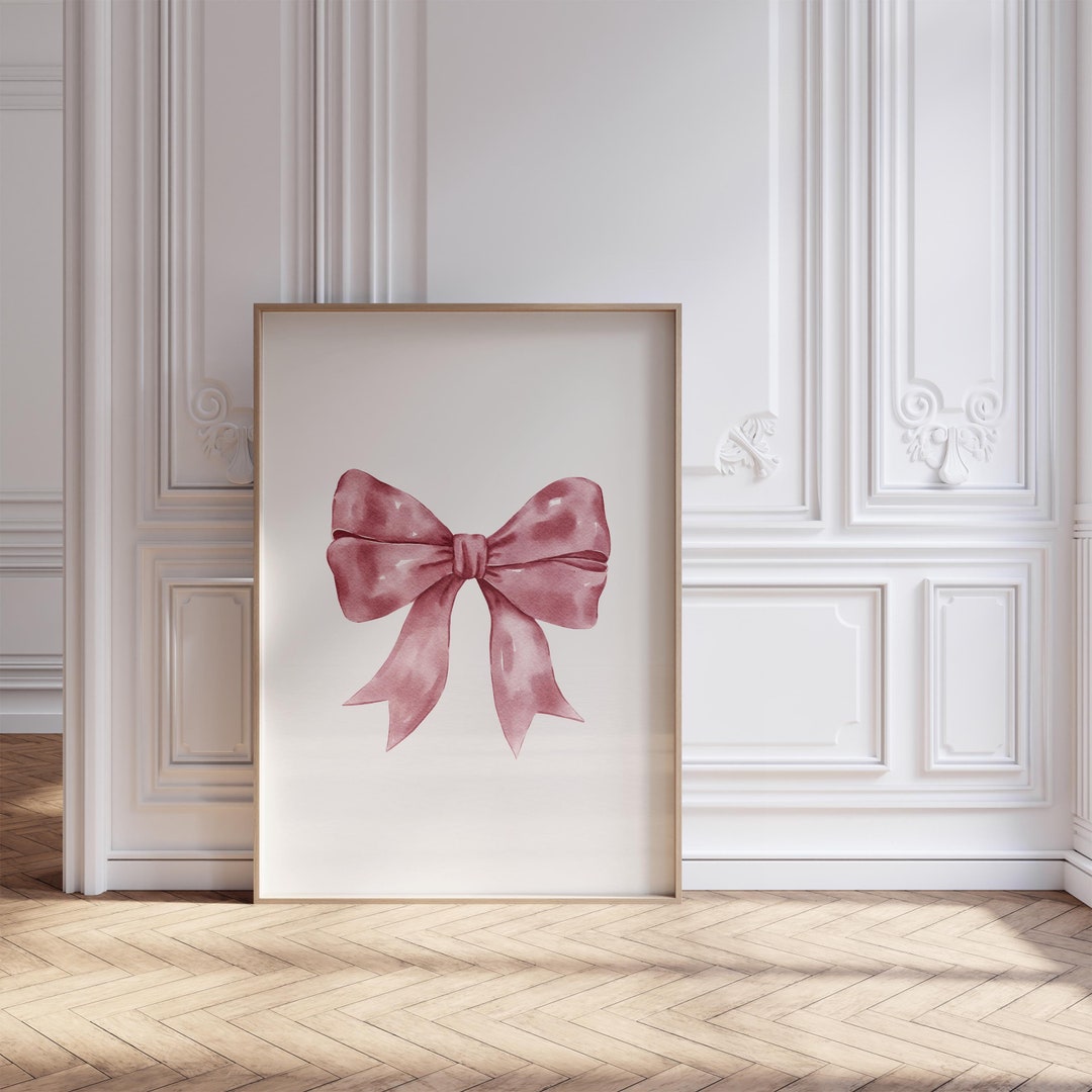 Watercolor Bow Nursery Print: Coquette Preppy Room Decor (digital ...