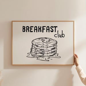 Breakfast Club Poster, Dinning Room Decor, Foodie Art, Breakfast Print, Trendy Kitchen Decor, Pancakes Print, Retro Prints, DIGITAL DOWNLOAD