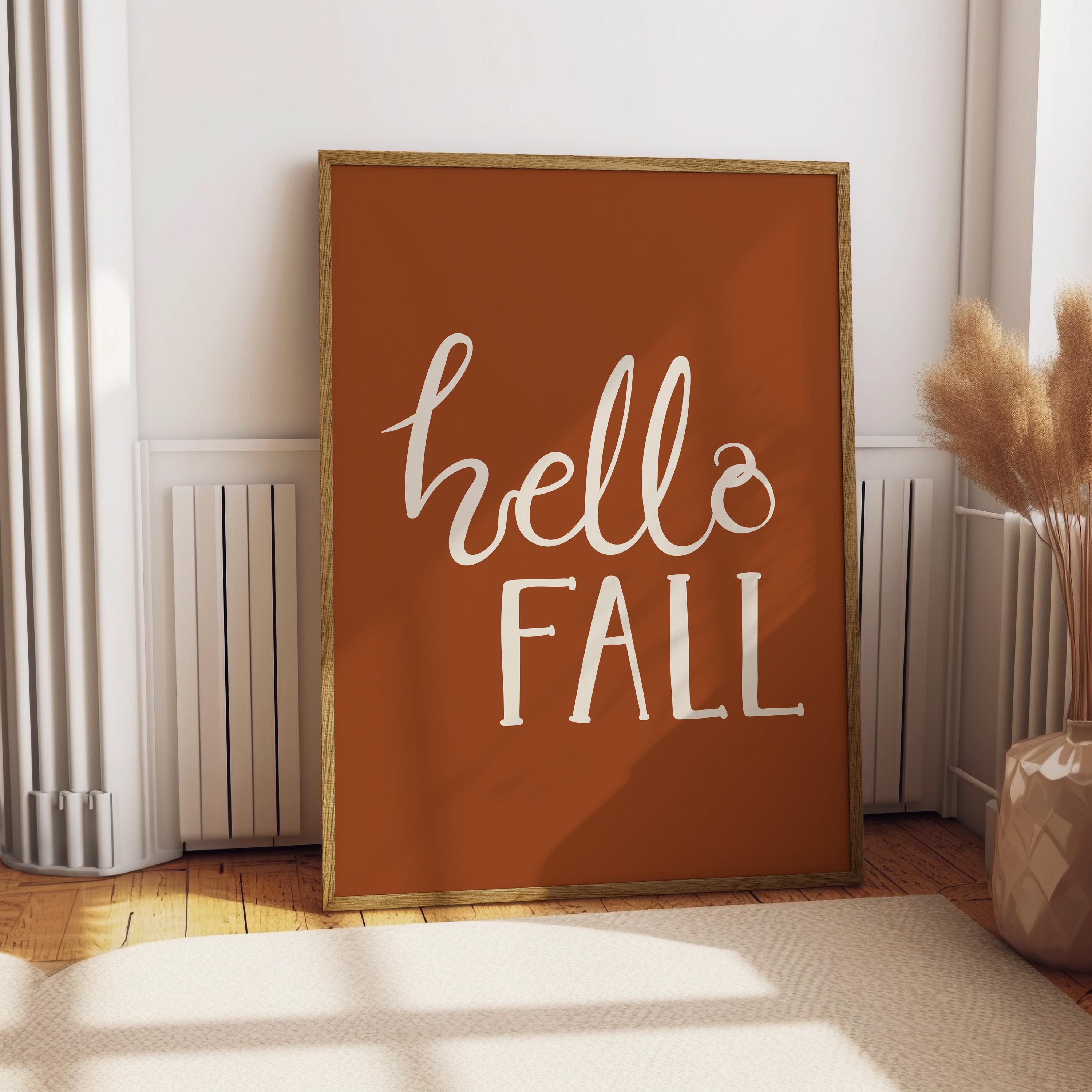 Hello Fall Poster, Fall Printables Wall Art, Hello Autumn Sign, Neutral ...