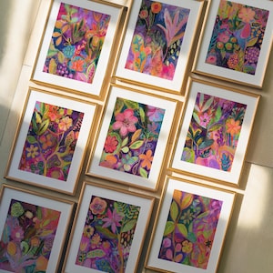 Set of 12 Abstract Botanical Prints, Maximalist Gallery Wall, Abstract Flowers Prints, Dopamine Decor, Bright Colorful Art, DIGITAL DOWNLOAD