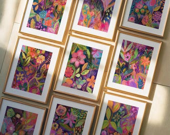 Set of 12 Abstract Botanical Prints, Maximalist Gallery Wall, Abstract Flowers Prints, Dopamine Decor, Bright Colorful Art, DIGITAL DOWNLOAD