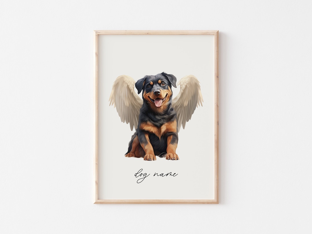 Rottweiler Dog Memorial Rainbow Bridge Print, Pet Loss Memorial Gift ...