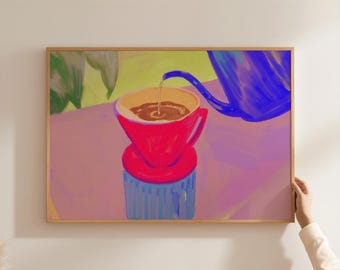 Colorful Filter Coffee Print: Trendy Kitchen Wall Art (Digital Download)