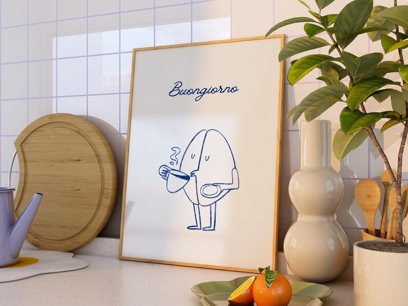 Impression d'art Buongiorno Italian Coffee : décoration de cuisine minimaliste (téléchargement numérique) image 7