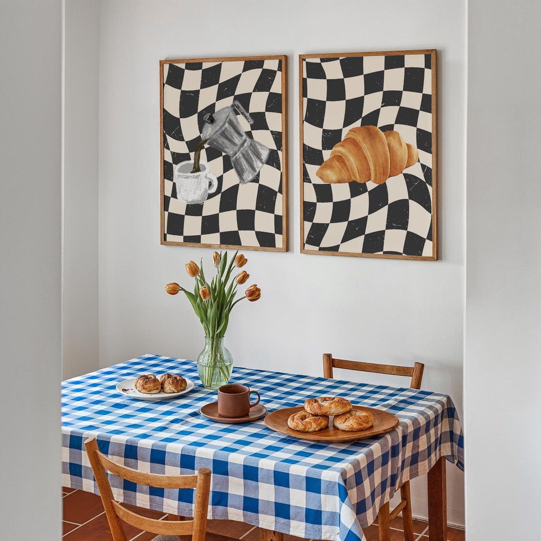 kitchen print, coffee & cake | kitchen prints, wall... Set of 2 Prints, Coffee and Croissant Print, Retro Kitchen Wall Art ...