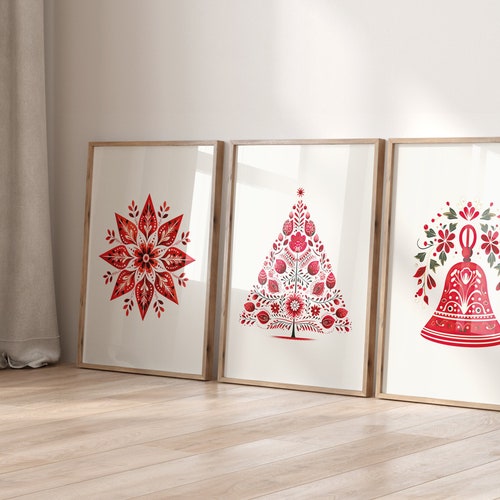 Skandinavische Weihnachtsmotive: Folk Art 3er Set (Digitaler Download)