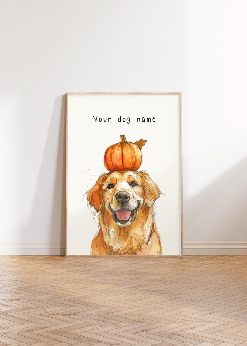 Labrador Pumpkin Print, Golden Retriever Art, Autumn Printables Wall ...