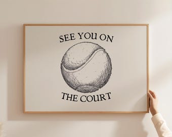 Vintage Tennis Print, Country Club Aesthetic Wall Art, Tennis Ball Print, Retro Sports Poster, Tennis Home Decor, DIGITAL DOWNLOAD