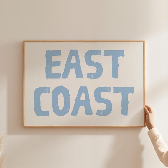 East Coast Print, Beach House Wall Art, Coastal Granddaughter Decor, Coastal Cowgirl Prints, Light Blue PRINTABLE WALL ART, Digital Download