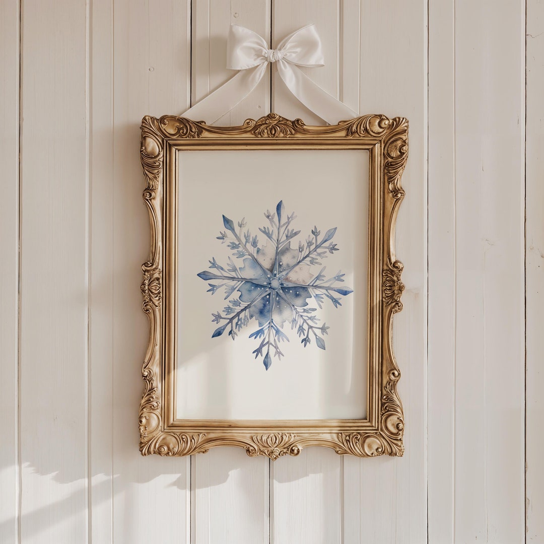 Vintage Snowflake Print, Christmas Printables, Rustic Winter Decor ...
