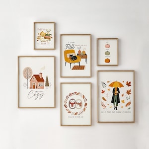 Fall Gallery Wall Art, Set of 12 Fall Prints, Cozy Autumn Printables Wall Art, Fall Quote Poster, Neutral Fall Decoration, DIGITAL DOWNLOAD