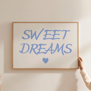 Sweet Dreams Print, College Apartment, Trendy Above Bed Wall Art, Cute Bedroom Prints, Mid Century Modern Apartment Decor, DIGITAL DOWNLOAD