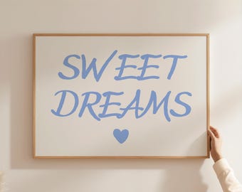 Impresión de dulces sueños, apartamento universitario, arte de pared moderno sobre la cama, impresiones lindas para el dormitorio, decoración de apartamentos modernos de mediados de siglo, DESCARGA DIGITAL