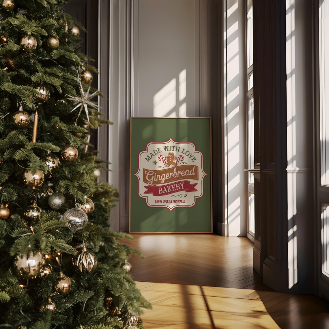 Gingerbread Bakery Sign, Gingerbread Prints, Xmas Printable Decor ...