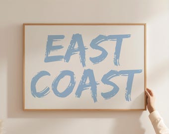 East Coast Print: Light Blue Beach House Wall Art (Digital Download)