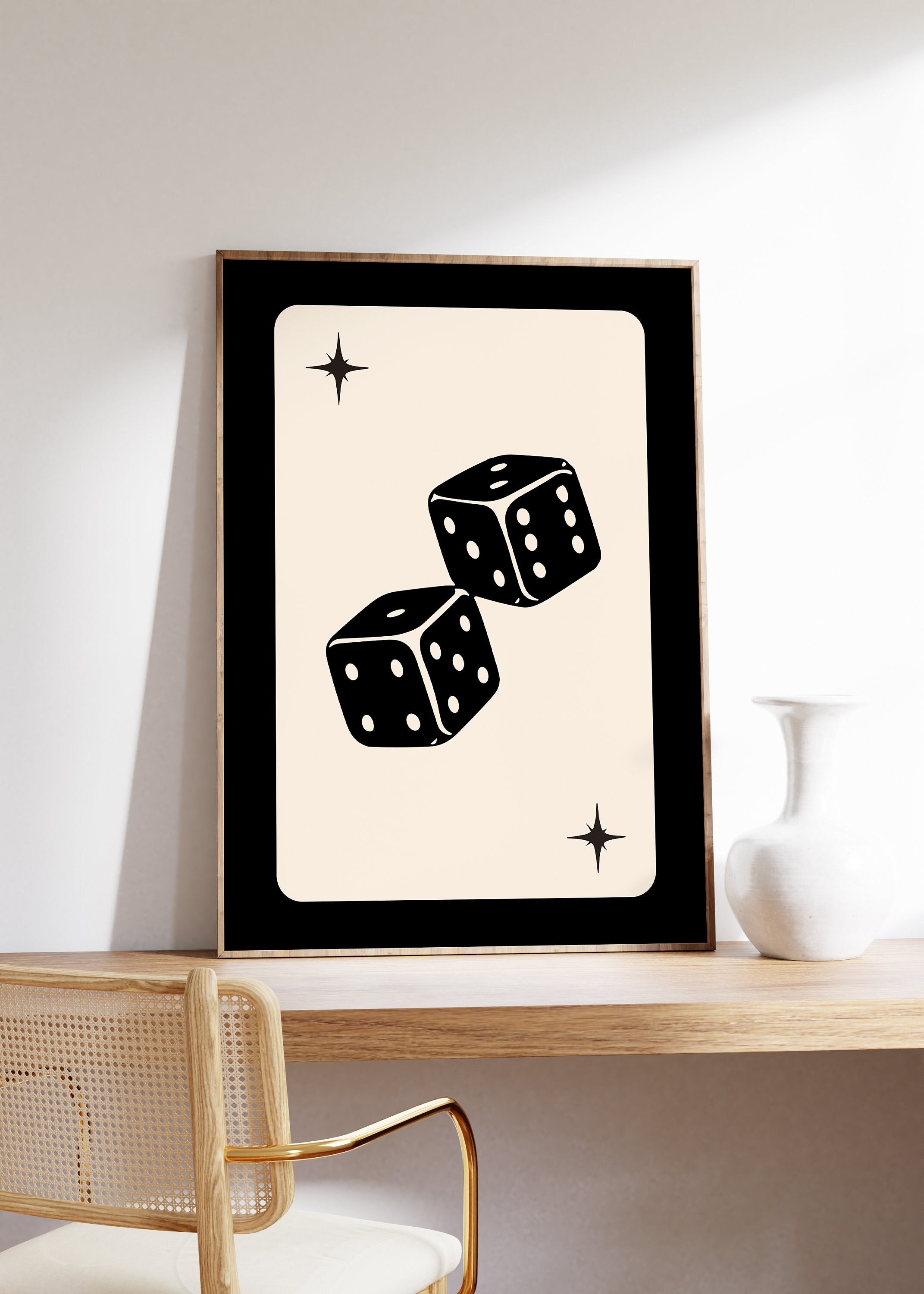 Lucky Me Dice Art Print, Retro Poster, Trendy Wall Art, Black Dice