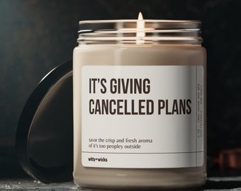 It's Giving Cancelled Plans Candle, Cancelled Plans, Introvert Gift, Introvert Candle, Funny Candle, Gag Gift, Eco Friendly 9oz Soy Candle