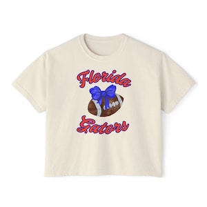 Coquette Football Girly Women's Boxy Tee, Florida Gators Shirt, Game Day Apparel, College Football Fan Top, Sports Mom Gift, Athletic