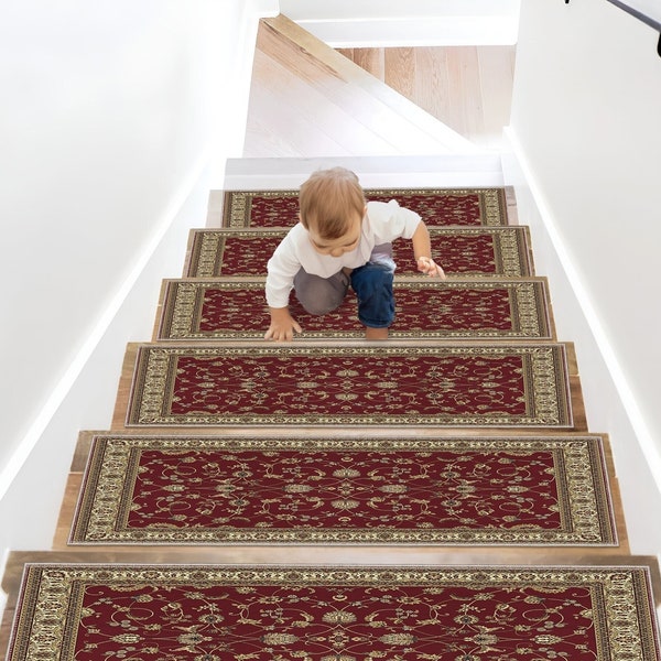 Traditional Stair Runner,Stair Treads,Stair Rug,Non-Slip Stair Treads,Stair Decor,Custom Stair Rug,Safe Rug for Children,Washable Rugs