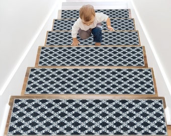 Camino de escalera a cuadros/alfombra de escalera/peldaños de escalera/corredor de escalera/peldaños de escalera antideslizantes/alfombra lavable a máquina/alfombra de escalera a cuadros/alfombra segura para niños