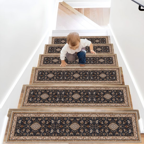 Stair Treads,Traditional Persian Step Rugs,Stair Runner,Stair Rug,Stair Decor,Custom Stair Rug,Machine Washable Rug,Non-Slip Rug,Persian Rug