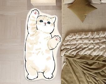 Alfombra con estampado de gato lindo, alfombra de habitación para niños, alfombra con estampado de animales, alfombra de guardería, decoración de habitación para niños, alfombra para niños pequeños, alfombra de juego para niños, alfombra lavable, alfombra antideslizante