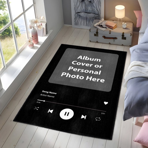 Alfombra Spotify personalizada, alfombras personalizadas, alfombra de canción de Spotify, placa de Spotify, código de Spotify, alfombra de área, regalo personalizado, alfombra interior, alfombra lavable