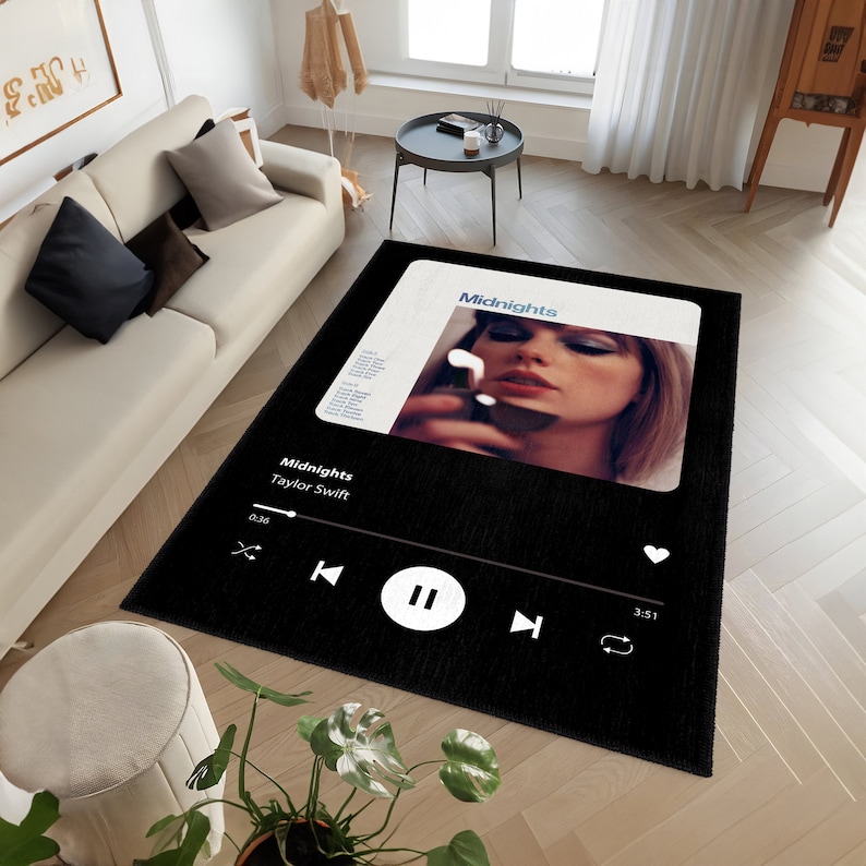 Alfombra Spotify personalizada, alfombras personalizadas, alfombra de canción de Spotify, placa de Spotify, código de Spotify, alfombra de área, regalo personalizado, alfombra interior, alfombra lavable imagen 3