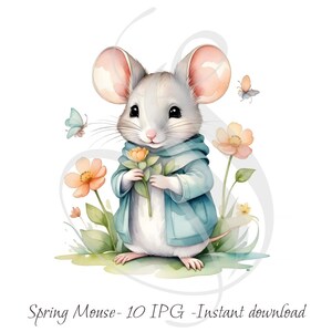 Springtime Delight Clip Art - Cute Mouse Illustrations for DIY Crafts ...