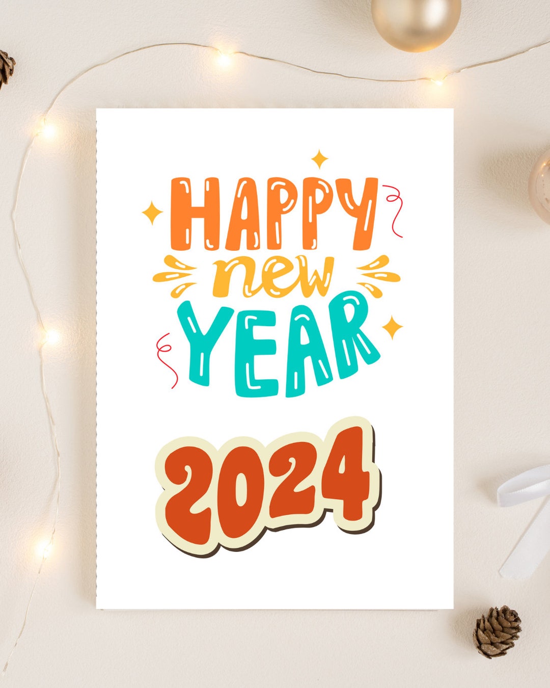 New Year Card New Year 2024 New Year Printable New Year Card Happy New ...