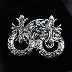 Fake chrome cheap hearts earrings