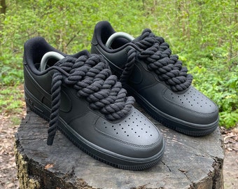 Matte Black Rope Lace’ AF1 Custom