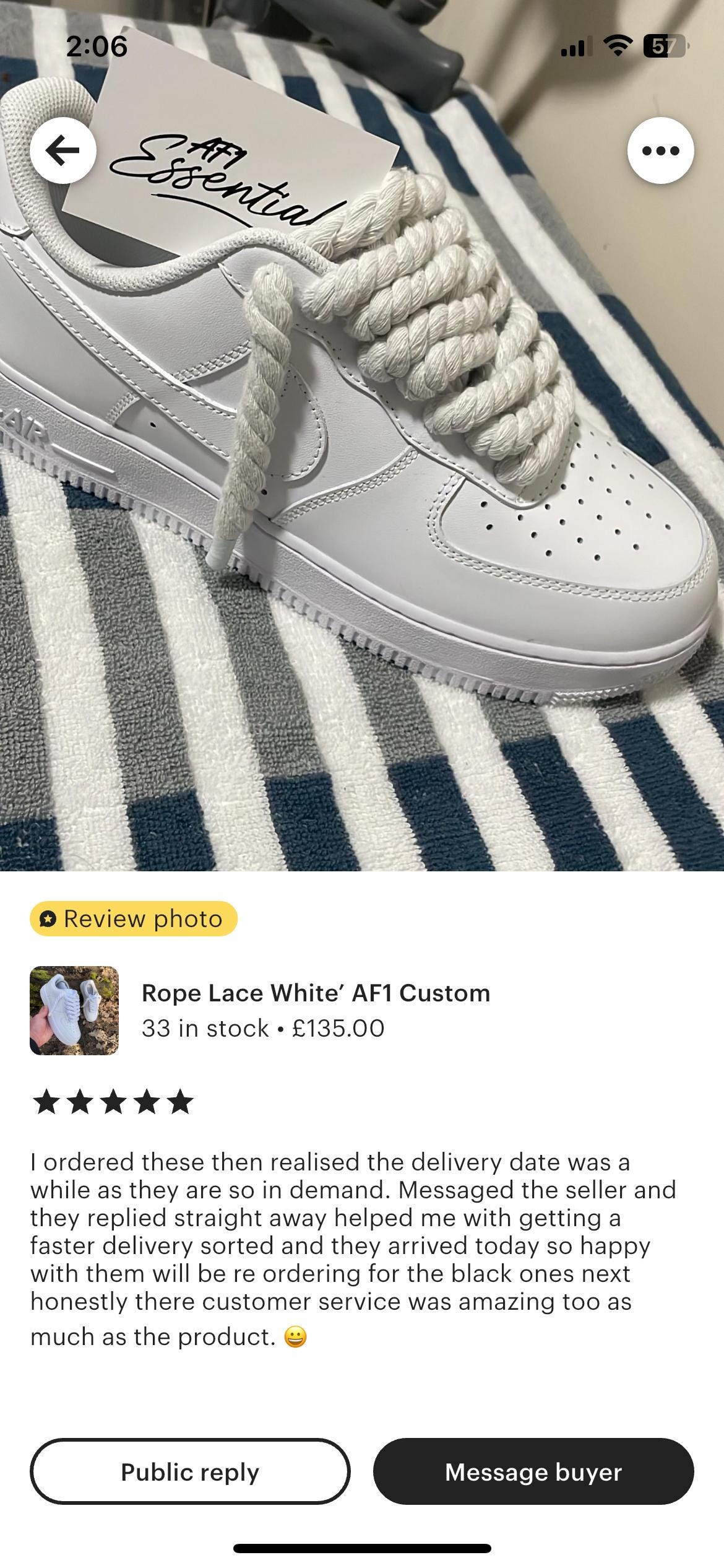 Nike Air Force 1 ホワイト スニーカー　ロープカスタム NIKE AIR FORCE1 ロープカスタムスニーカー - メルカリ