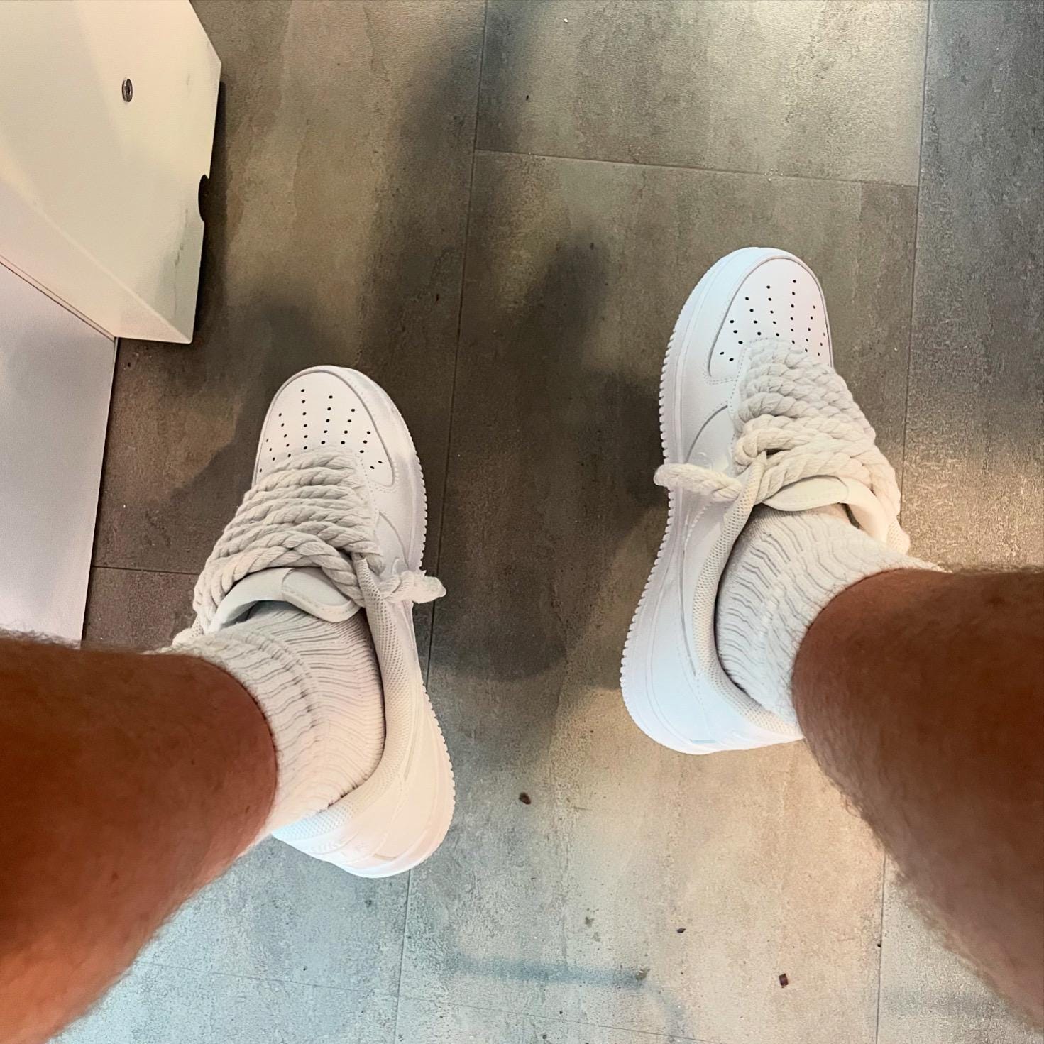 Nike Air Force 1 ホワイト ロープカスタム NIKE AIR FORCE1 ロープカスタムスニーカー - メルカリ