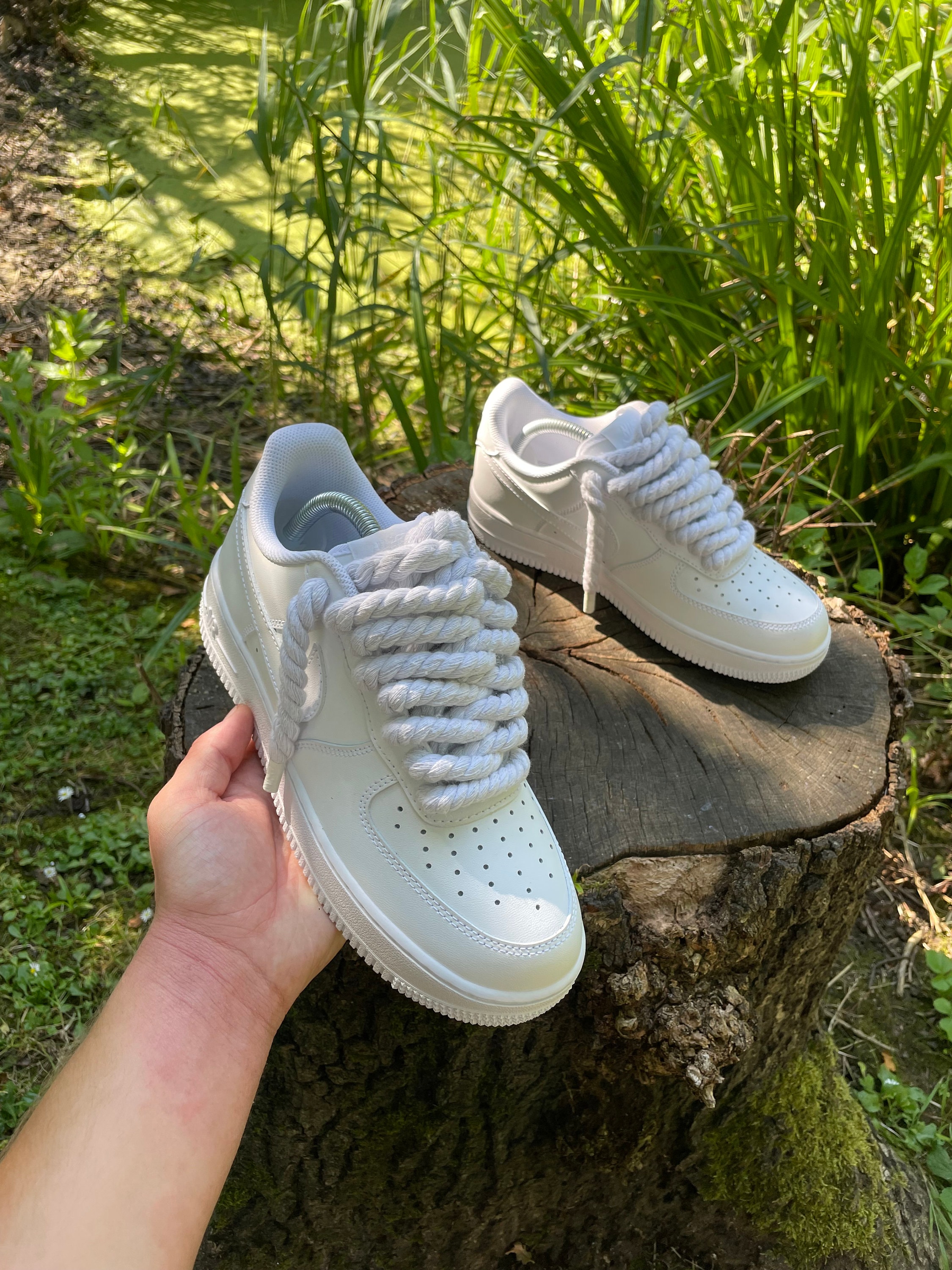 Nike Air Force 1 ホワイト ロープカスタム ホワイトロープレース AF1カスタム - Etsy 日本
