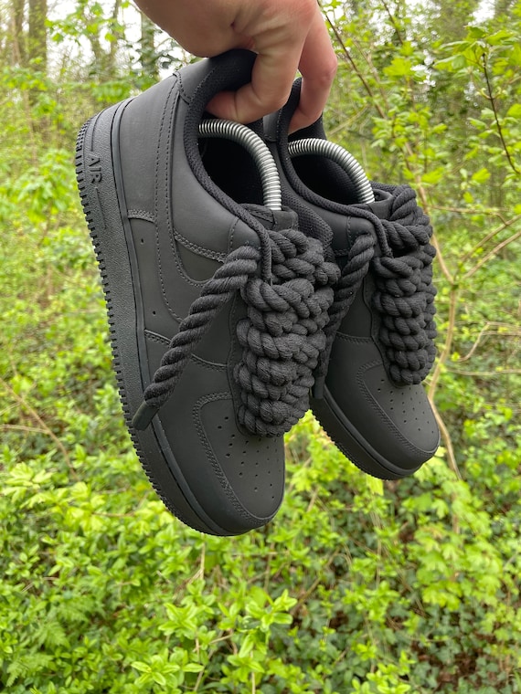 Matte Black Rope Lace AF1 Custom Etsy UK