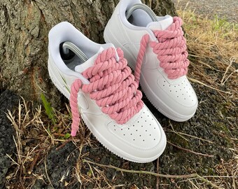 Nike Air Force 1 ホワイト/ピンク ロープカスタム エアフォース1 ロープカスタム ピンク紐🩷 #エアフォース1