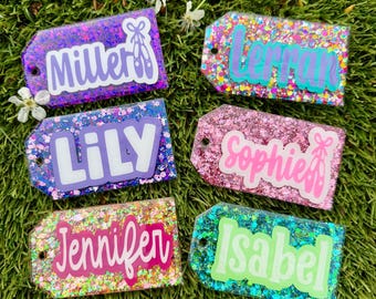 Personalized bag tag• luggage tag• personalized name tag• personalized gift•glitter• backpack tag• teen gift•travel gift•bridesmaid gift•