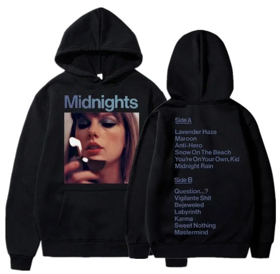 Discover Taylor The Eras Tour Hoodie, Midnights Album Swift Hoodie