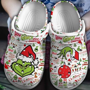Personalized The Grinch Movie Clogs Shoes, Grinch Christmas Shoes, Grinch Christmas Slipper, Funny Slippers.