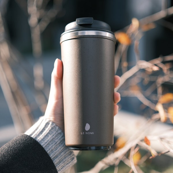 Eco-friendly Leakproof Travel Mug Made of Recycled Coffee Grounds, Reusable Coffee Cup, Sustainable Insulated Stainless Steel Tumbler, Brown