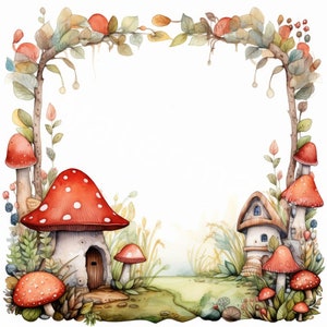 Clipart cadres champignon, 12 JPG, téléchargement numérique, créations en papier numérique, bordure champignon, clipart fabrication de cartes, faire des invitations, journal indésirable