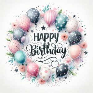 Geburtstag Clipart, 10 JPG, Digitaler Download, Geburtstagswünsche, Notizbuch, Erinnerungsbuch, Junk Journal, Dateien für Becher, Wandkunst, Kommerziell