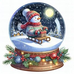 Boule à neige Noël clipart, 13 jpg, téléchargement numérique, fabrication de cartes clipart, clipart animaux de Noël, clipart aquarelle, journal indésirable