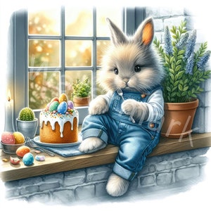 Clipart lapin de Pâques, 12 JPG, téléchargement numérique, albums de coupures, journal indésirable, agendas numériques, livres de souvenirs, créations artisanales en papier numérique, usage commercial