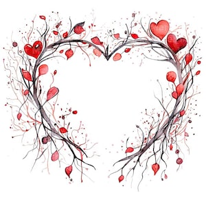 Saint-Valentin cadres aquarelle clipart, 12 JPG, téléchargement numérique, bordures coeur, fabrication de cartes, journal indésirable, créations numériques en papier, art mural