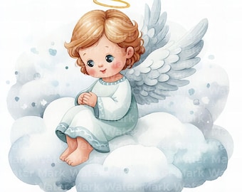 Watercolor Christmas Angel Clipart: Holiday Card Making (Digital Download)