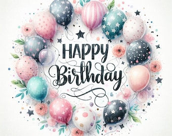 Birthday Clipart, 10 JPG, Digital Download, Birthday Wishes, Notebook, Memory Book, Junk Journal, Files for Mug, Wall Art, Commercial Us