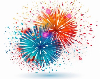 Aquarel vuurwerk clipart, viering graphics (digitale download)