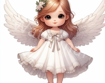 Watercolor Angels Clipart: JPG Angel Illustrations (Digital Download)